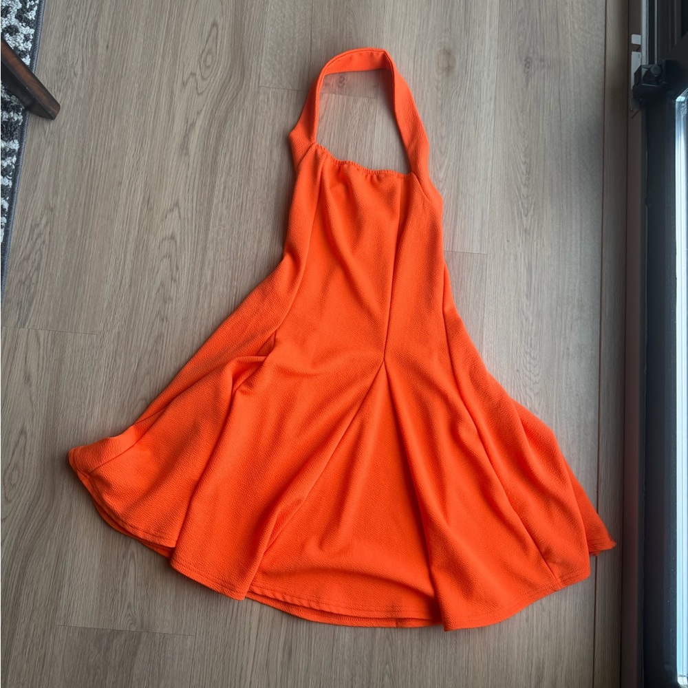 Vibrant Orange Halter Dress Shein Size XS/2